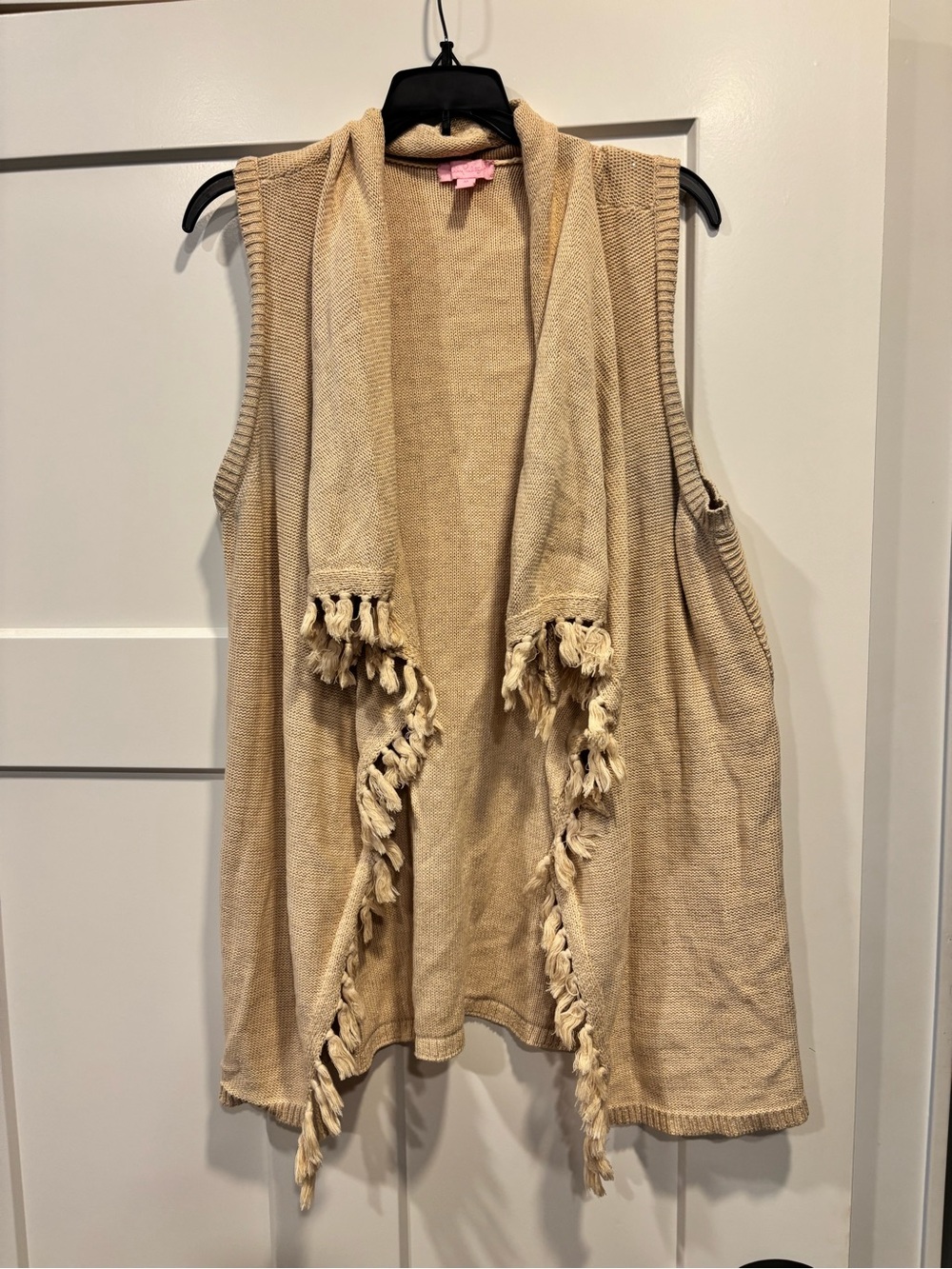 Lilly Pulitzer Women’s Size M Tasseled Abbott Draped Sweater Beige,  Sparkly